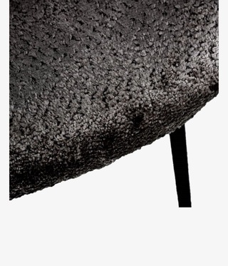 Fauteuil + hocker, zwart stof, zwarte poten